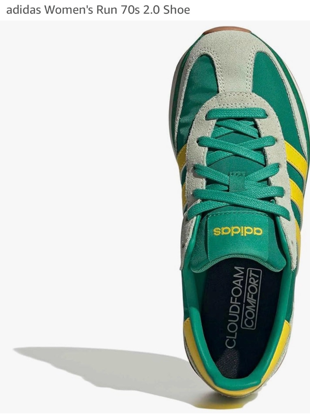 adidas Women’s Run 70s 2.0in green & yellow - Picture 3 of 7